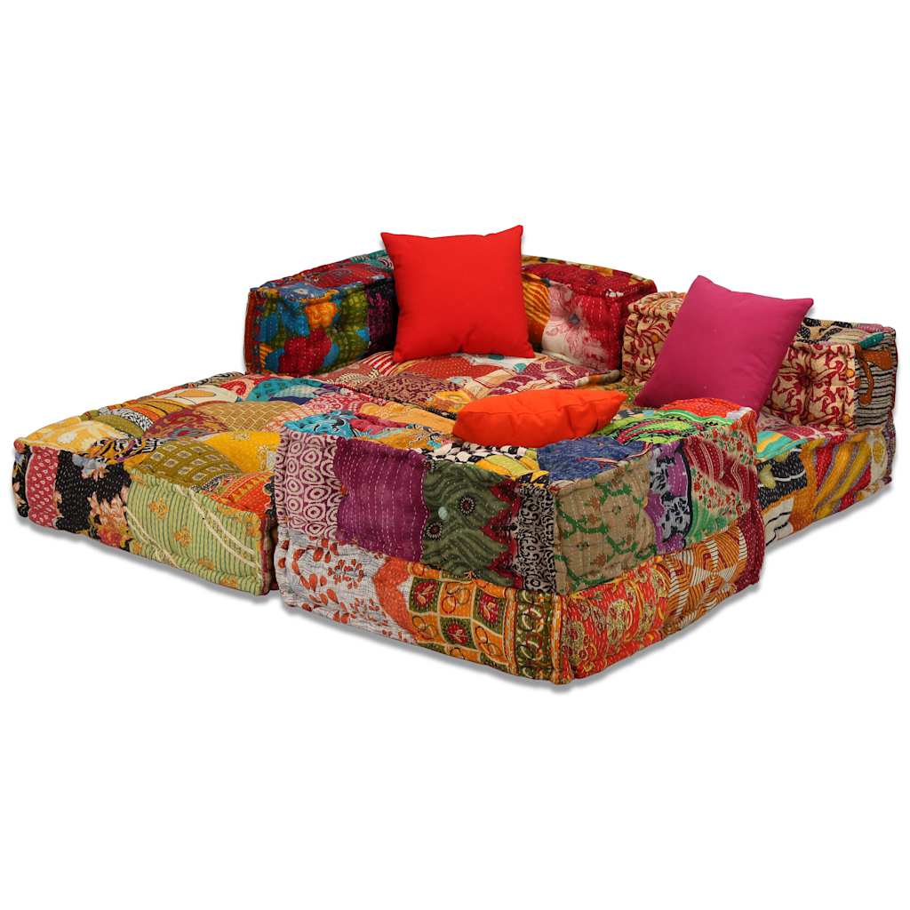 3místný modulární pouf patchwork textil