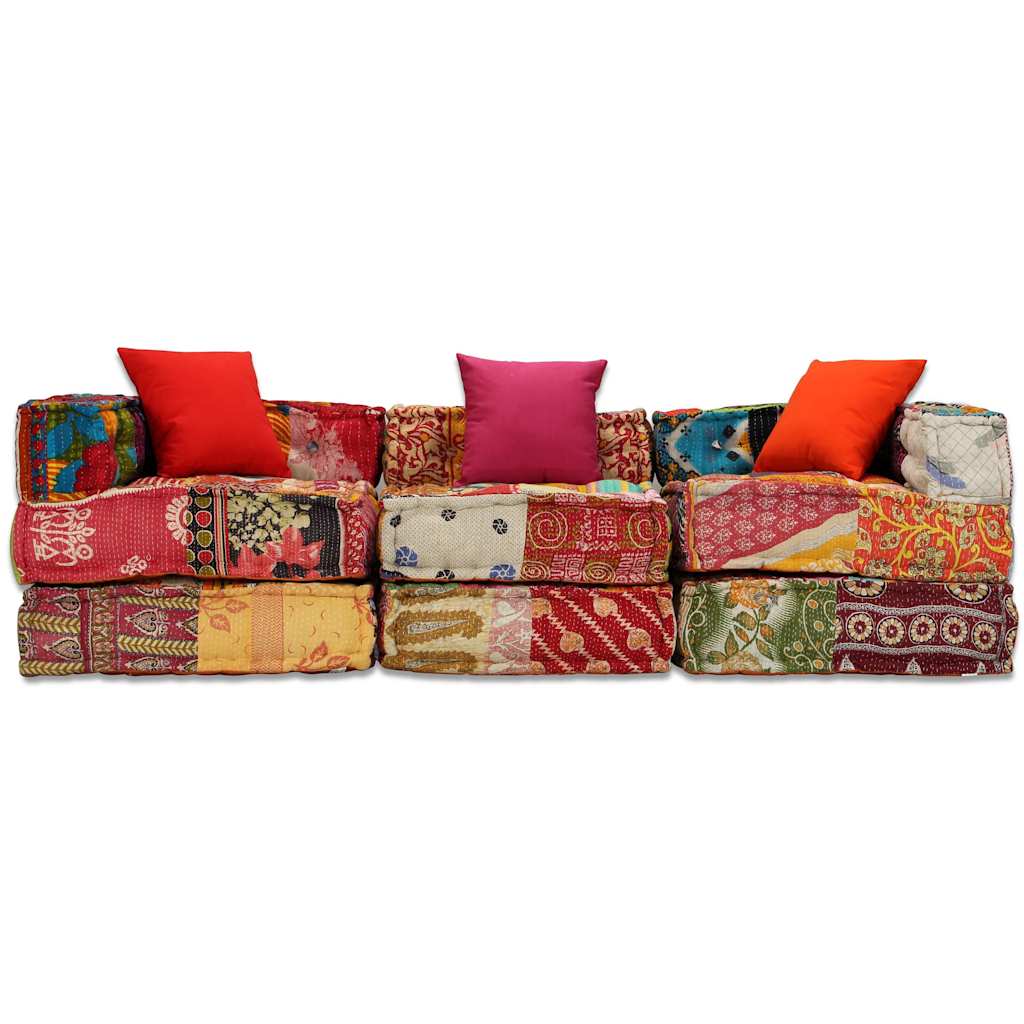 3místný modulární pouf patchwork textil