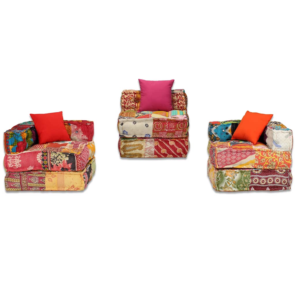 3místný modulární pouf patchwork textil