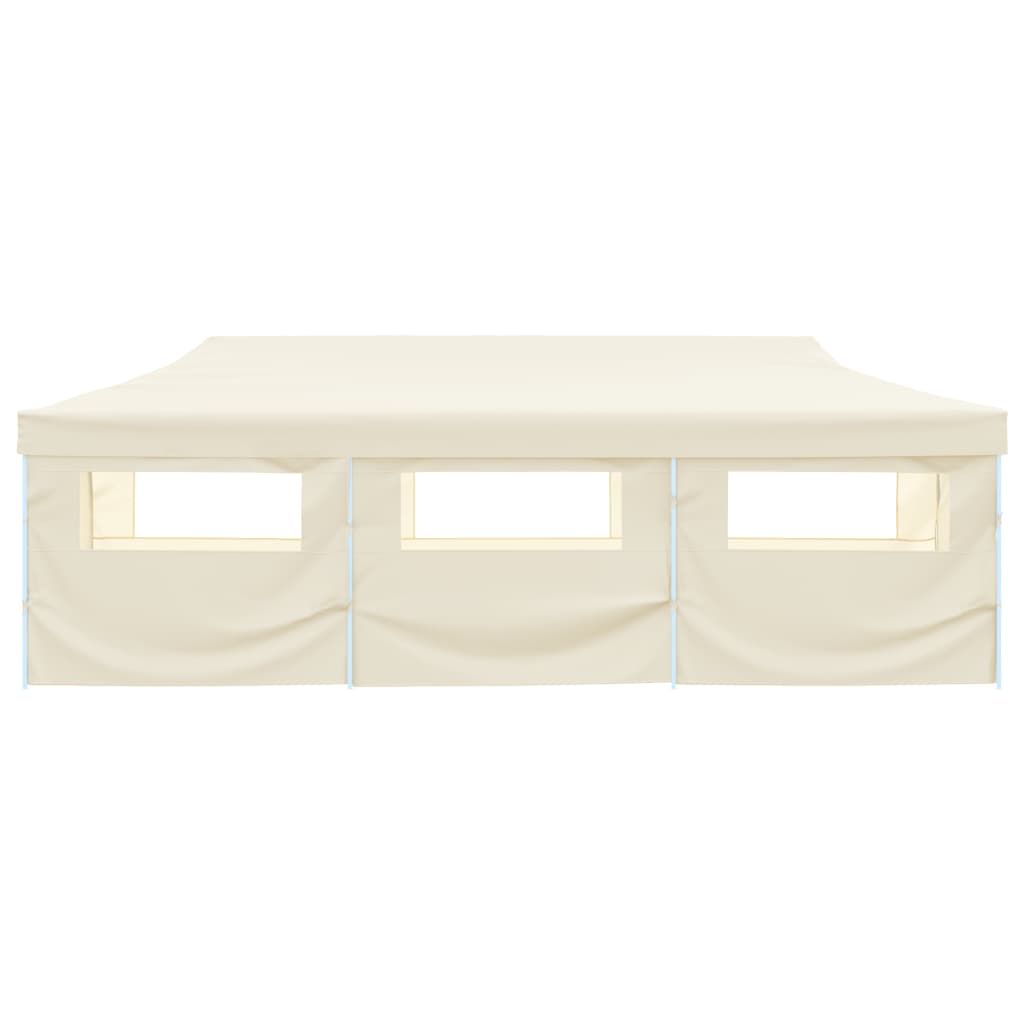 Skládací nůžkový party stan s 8 bočními stěnami 870x291x315 cm krémový