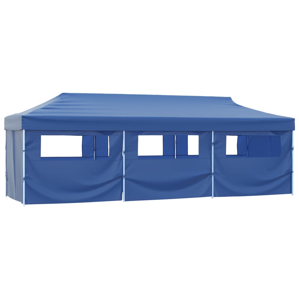 Skládací nůžkový party stan s 8 bočními stěnami 870x291x315 cm modrý