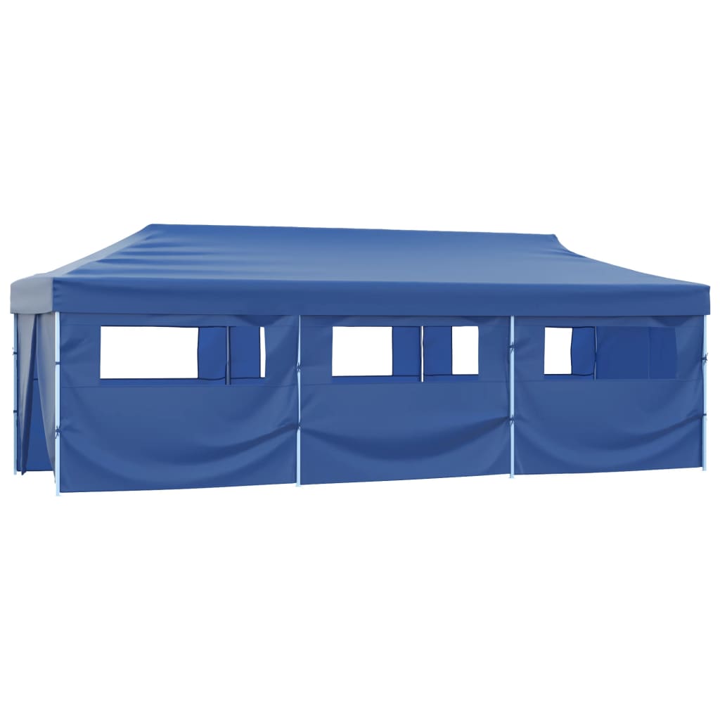 Skládací nůžkový party stan s 8 bočními stěnami 870x291x315 cm modrý