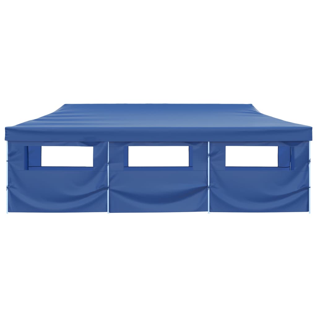 Skládací nůžkový party stan s 8 bočními stěnami 870x291x315 cm modrý