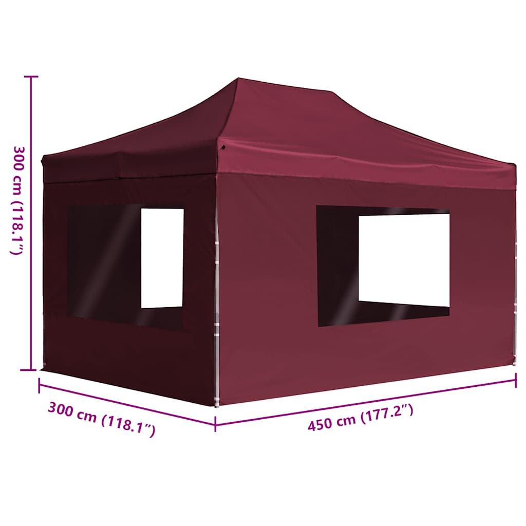 Profesionální skládací party stan + stěny hliník 4,5x3 m vínový