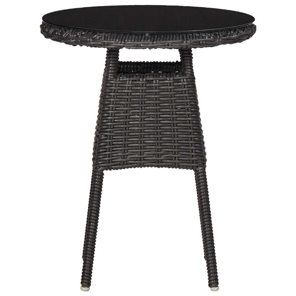 3dílný bistro set s poduškami polyratan černý