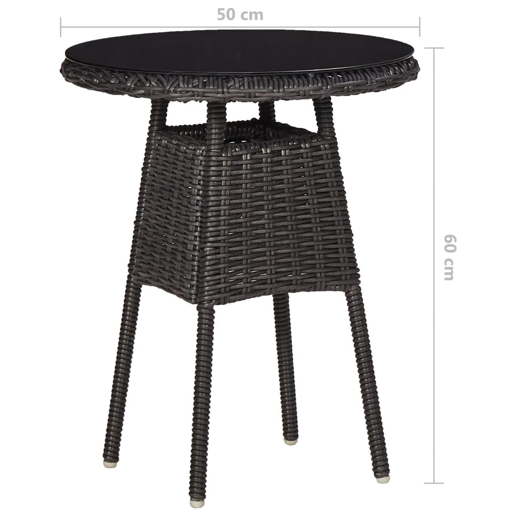 3dílný bistro set s poduškami polyratan černý