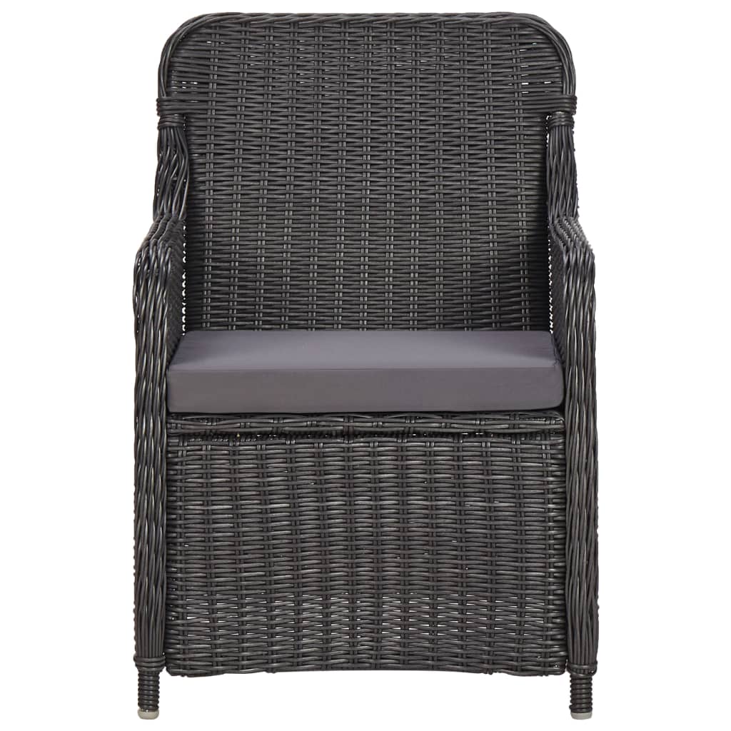 3dílný bistro set s poduškami polyratan černý