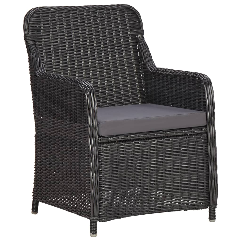 3dílný bistro set s poduškami polyratan černý