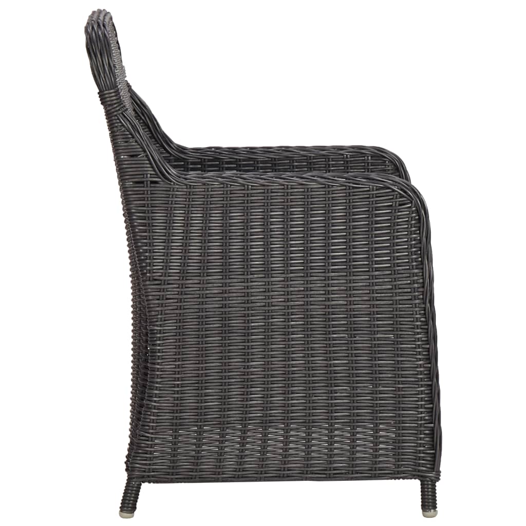 3dílný bistro set s poduškami polyratan černý