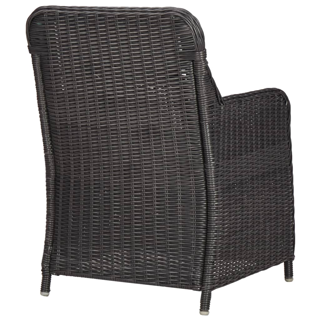 3dílný bistro set s poduškami polyratan černý