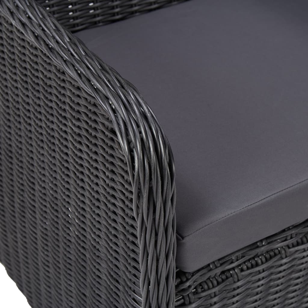 3dílný bistro set s poduškami polyratan černý