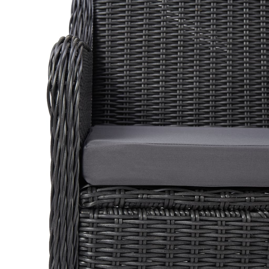 3dílný bistro set s poduškami polyratan černý