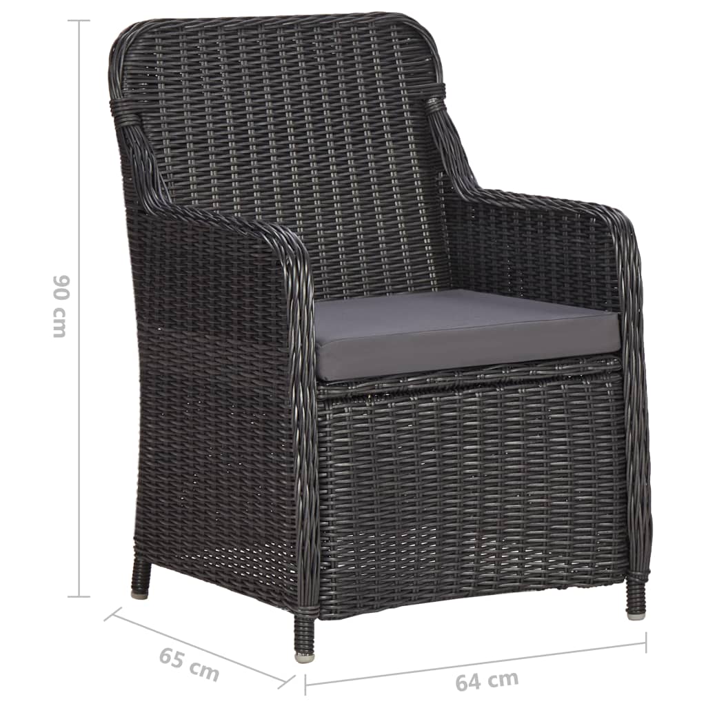 3dílný bistro set s poduškami polyratan černý