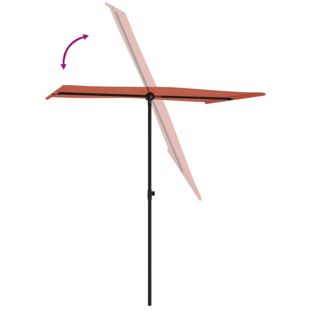 Zahradní slunečník s hliníkovou tyčí 180 x 110 cm terakotový