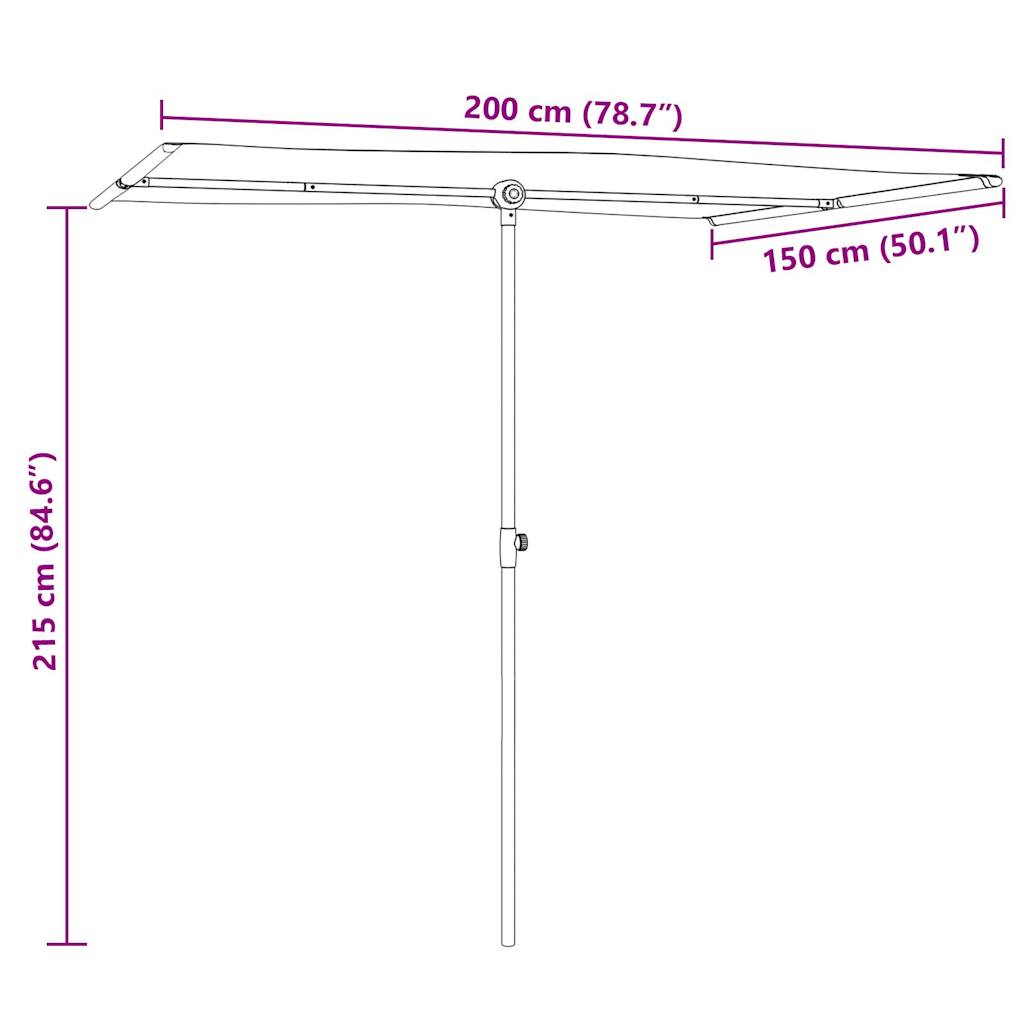 Zahradní slunečník s hliníkovou tyčí 2 x 1,5 m taupe