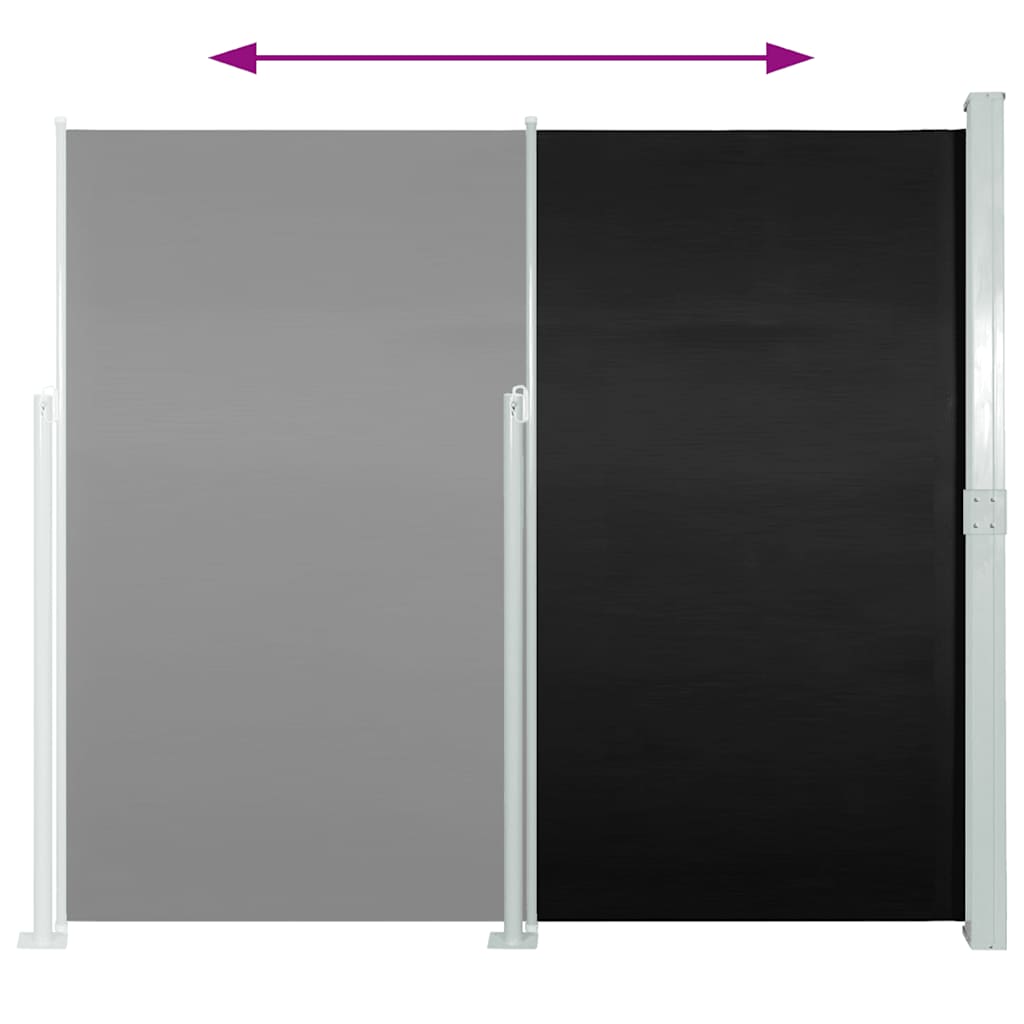 Zatahovací boční markýza/zástěna na terasu 170 x 300 cm černá