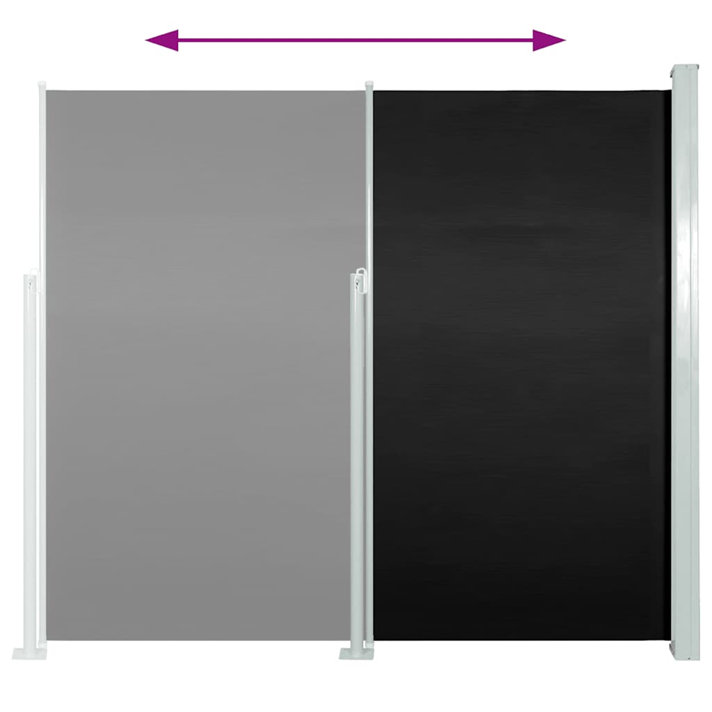 Zatahovací boční markýza/zástěna na terasu 100 x 500 cm černá