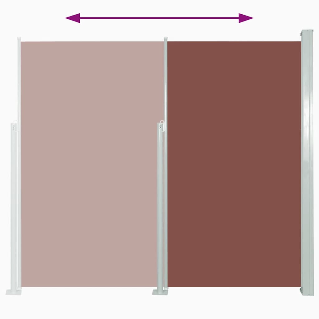 Zatahovací boční markýza/zástěna na terasu 120 x 500 cm hnědá