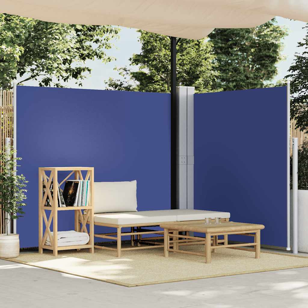 Zatahovací boční markýza / zástěna modrá 160 x 600 cm