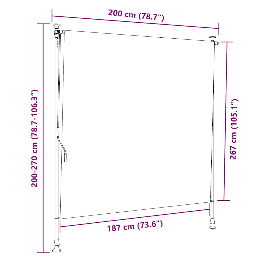 Venkovní roleta 200 x 270 cm antracitová