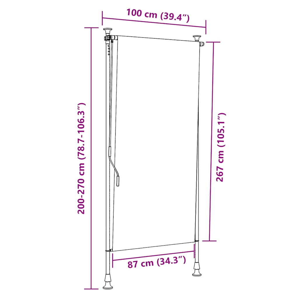 Venkovní roleta 100 x 270 cm krémová