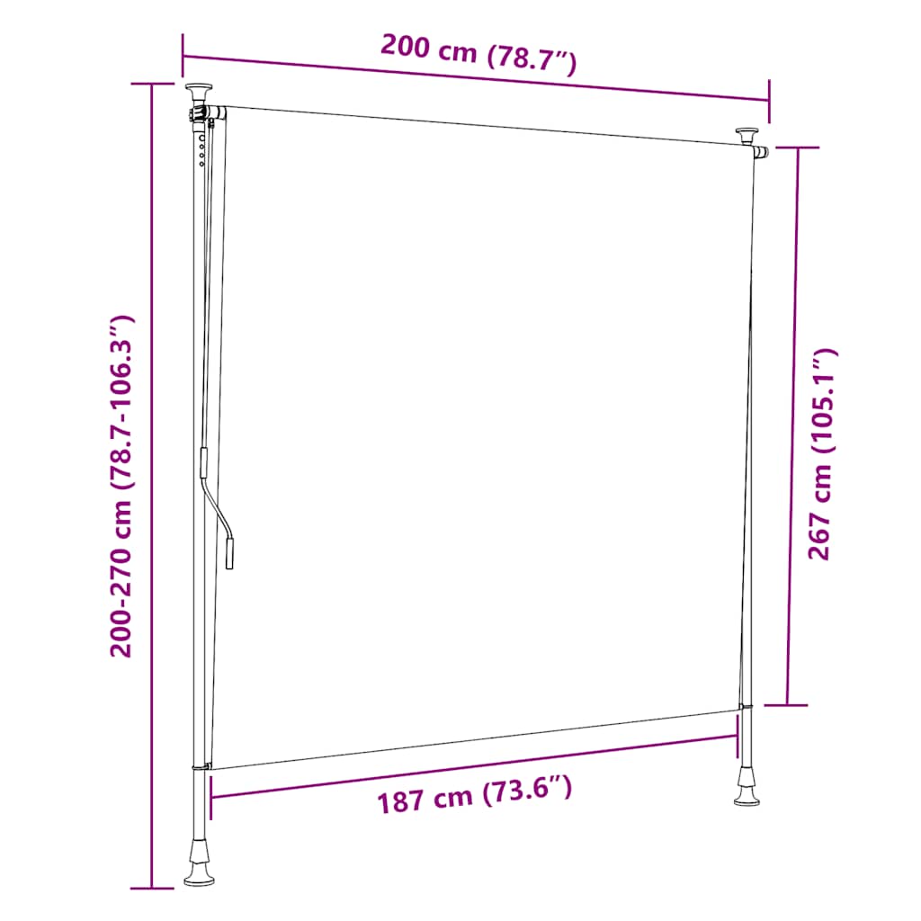 Venkovní roleta 200 x 270 cm krémová