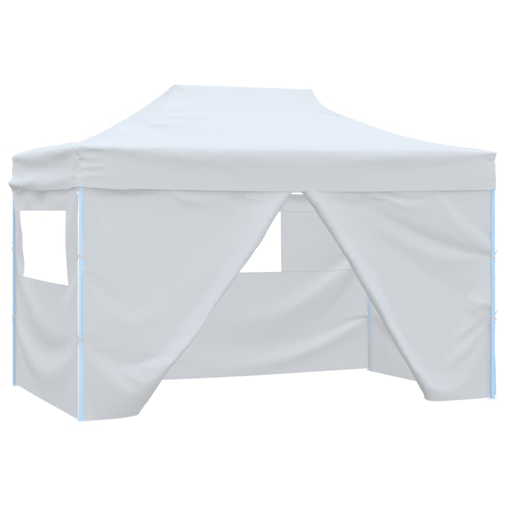 Skládací party stan se 3 stěnami 3 x 4,5 m bílý