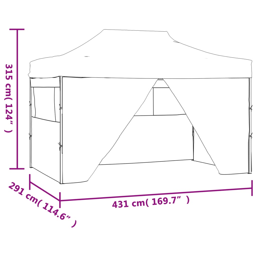 Skládací party stan se 3 stěnami 3 x 4,5 m bílý