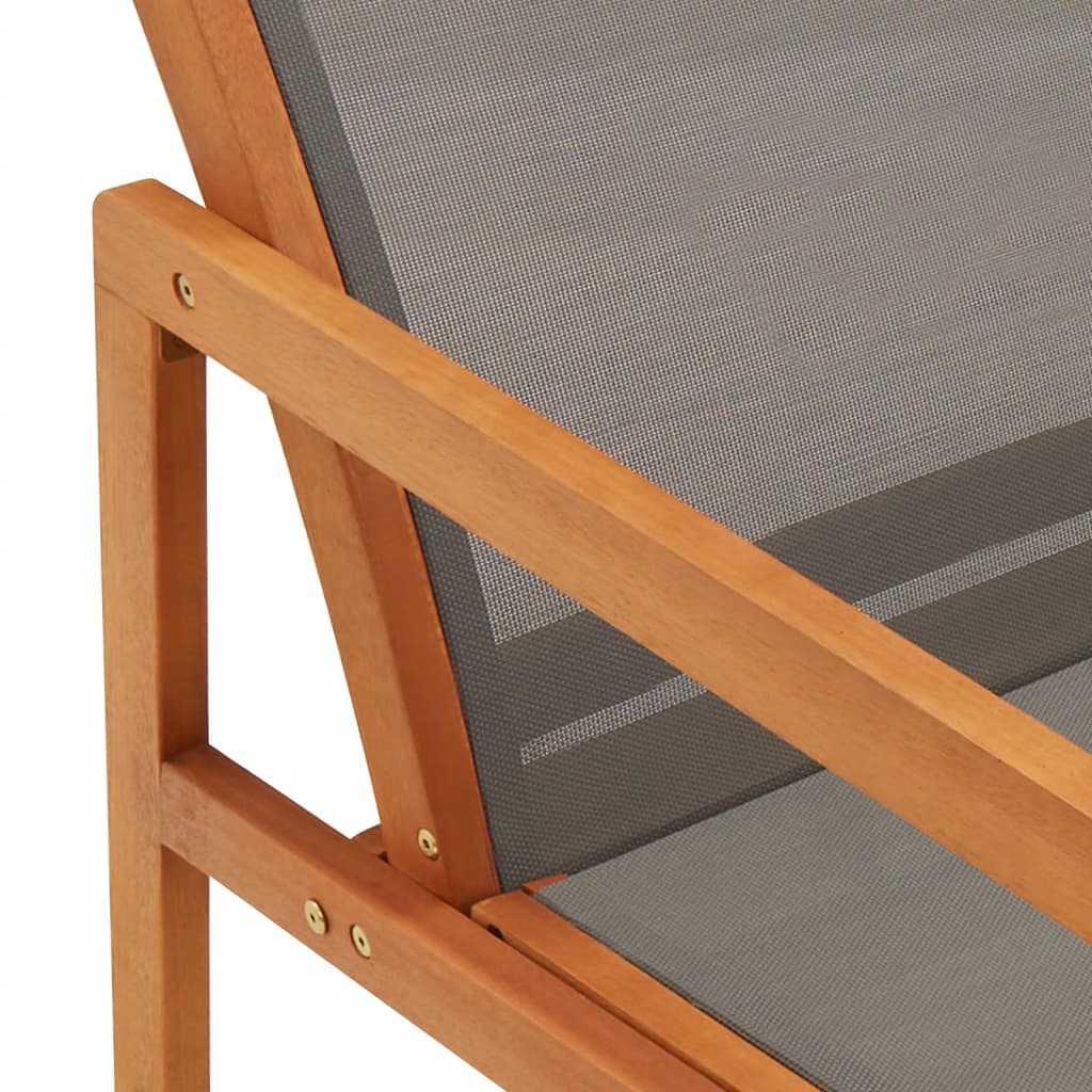 Zahradní křeslo s podnožkou šedé masivní eukalyptus a textilen