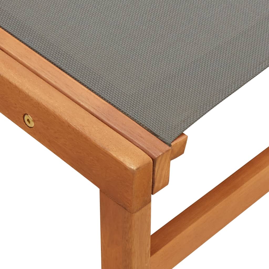Zahradní křeslo s podnožkou šedé masivní eukalyptus a textilen