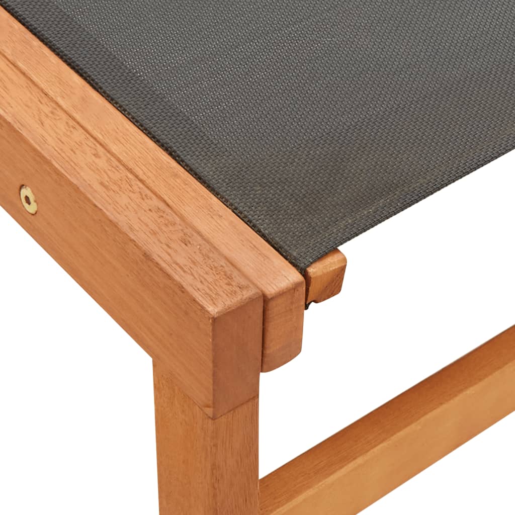 Zahradní křeslo s podnožkou černé masivní eukalyptus a textilen