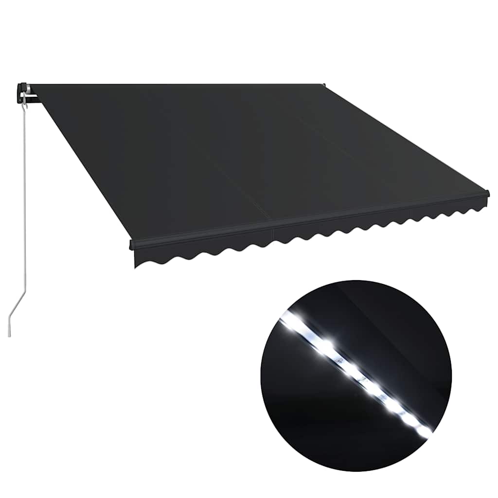 Ručně zatahovací markýza s LED světlem 450 x 300 cm antracitová