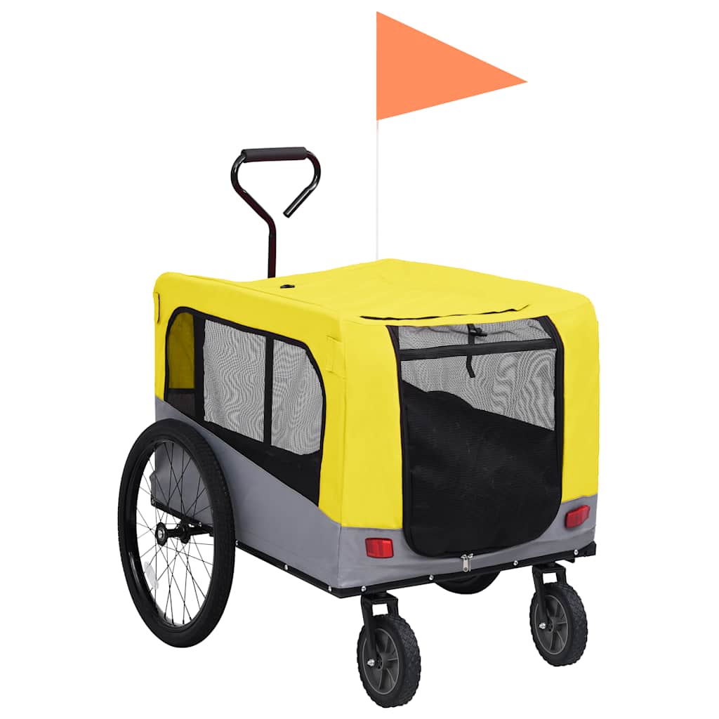 Vozík pro psa za kolo a na běhání 2 v 1 žlutý a šedý