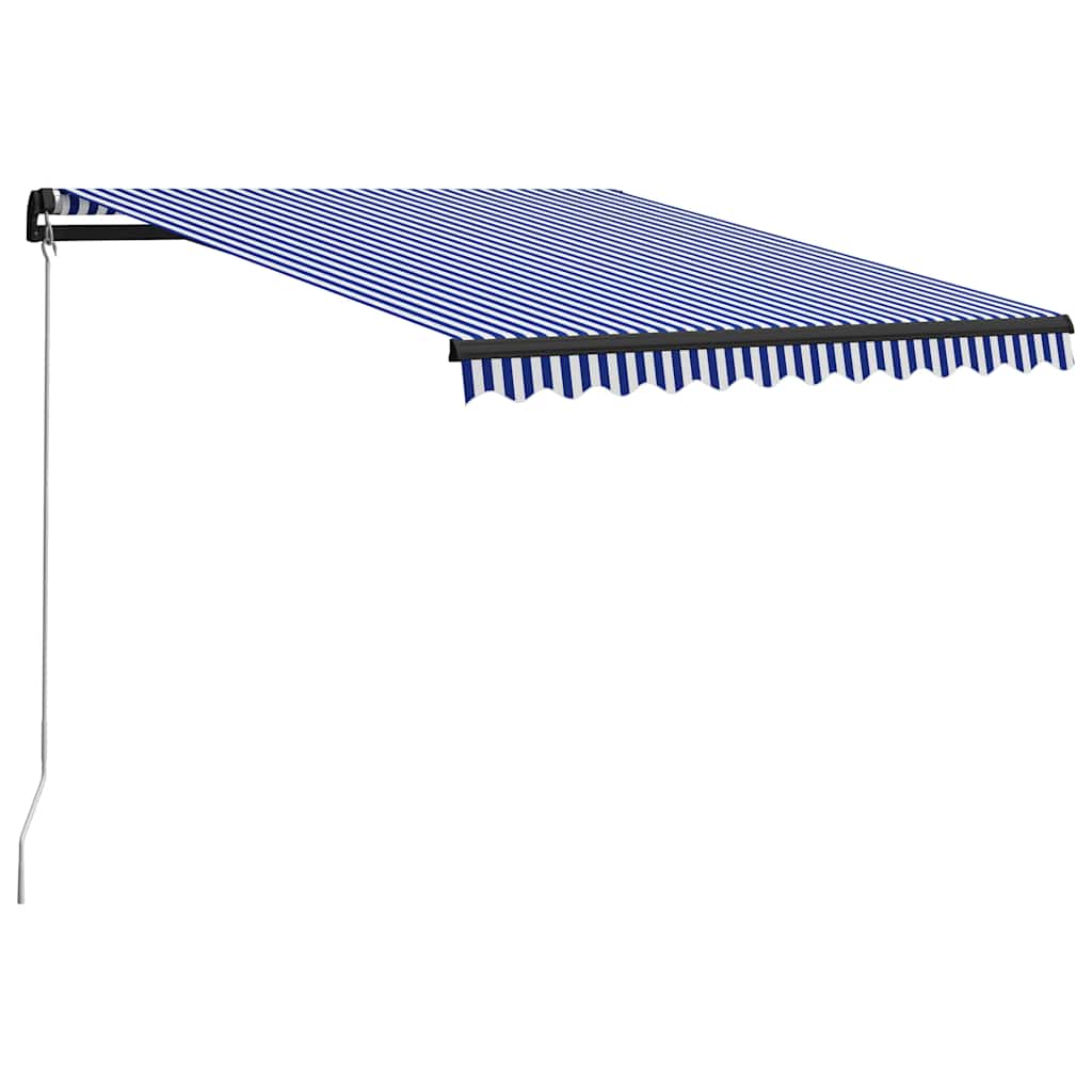 Ručně zatahovací markýza s LED světlem 300x250 cm modrá a bílá