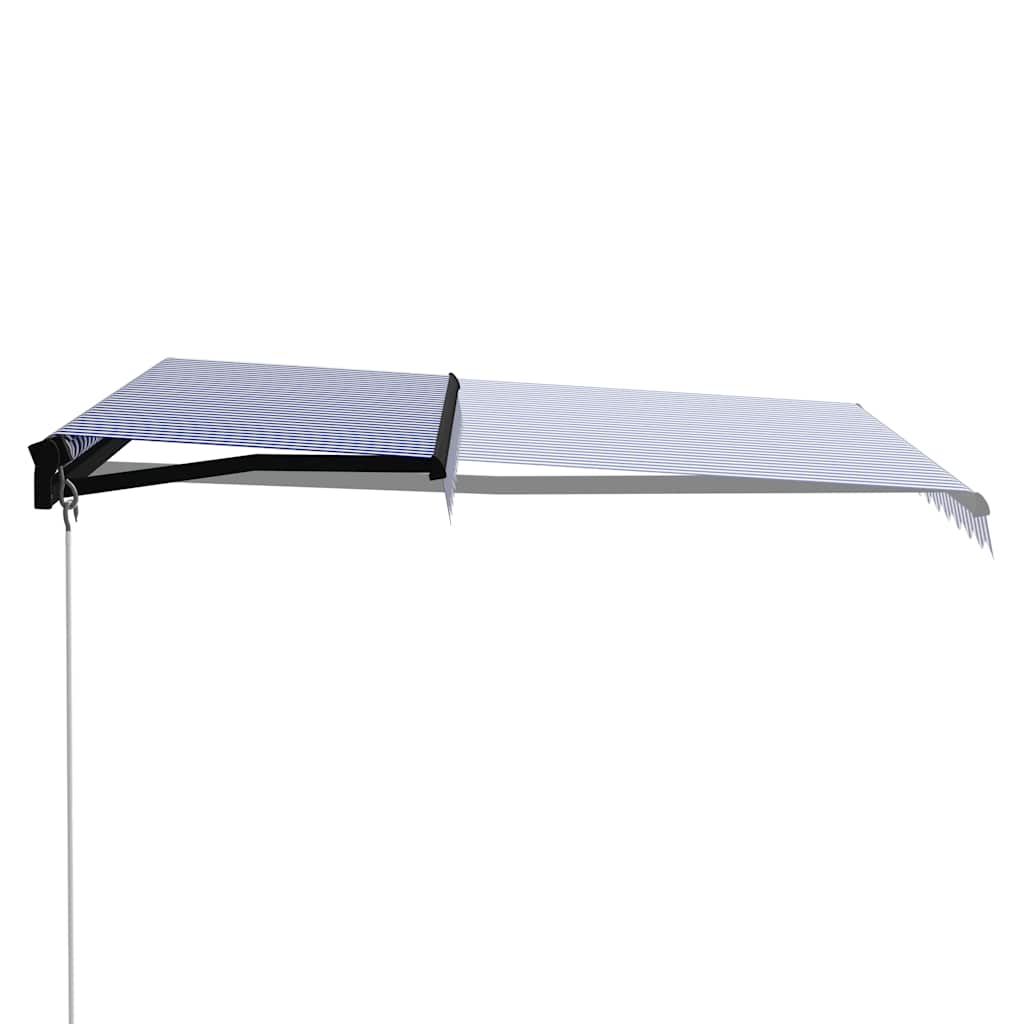 Ručně zatahovací markýza s LED světlem 300x250 cm modrá a bílá