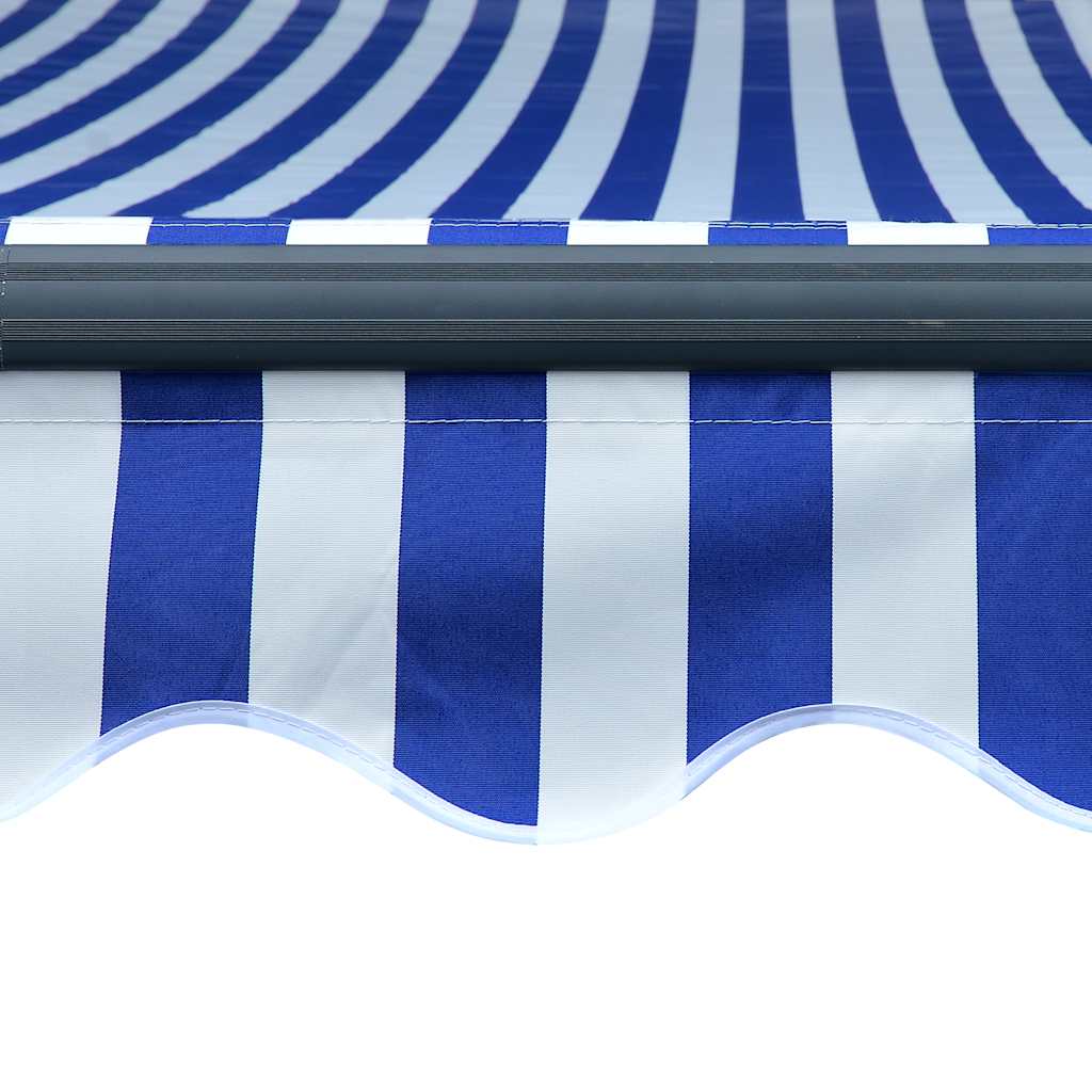 Ručně zatahovací markýza s LED světlem 300x250 cm modrá a bílá