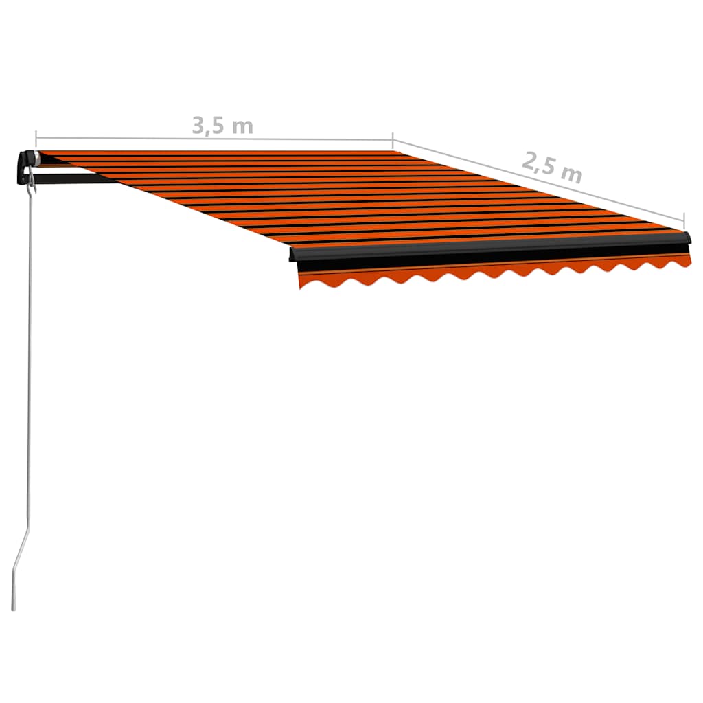 Ručně zatahovací markýza s LED světlem 350x250 cm oranžovohnědá