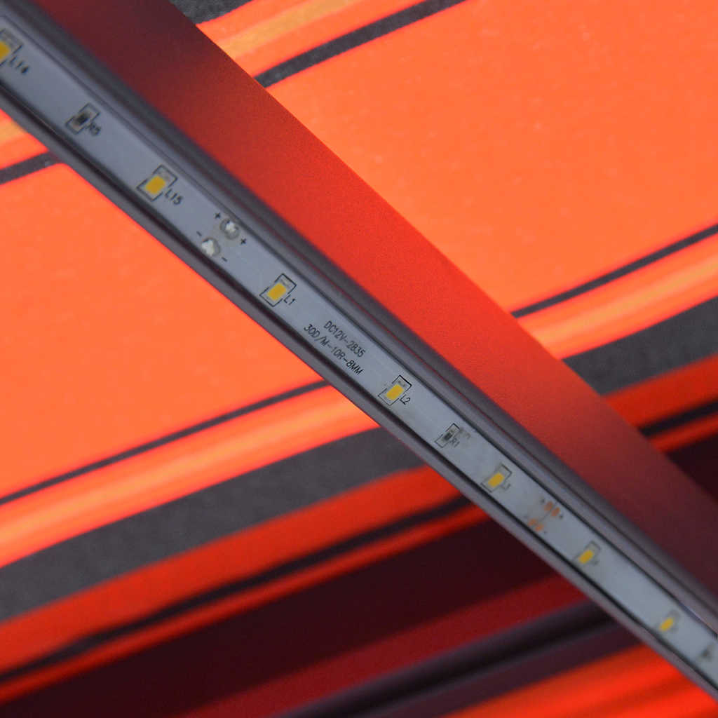 Ručně zatahovací markýza s LED světlem 350x250 cm oranžovohnědá