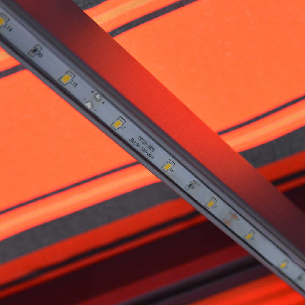 Ručně zatahovací markýza s LED světlem 450x300 cm oranžovohnědá