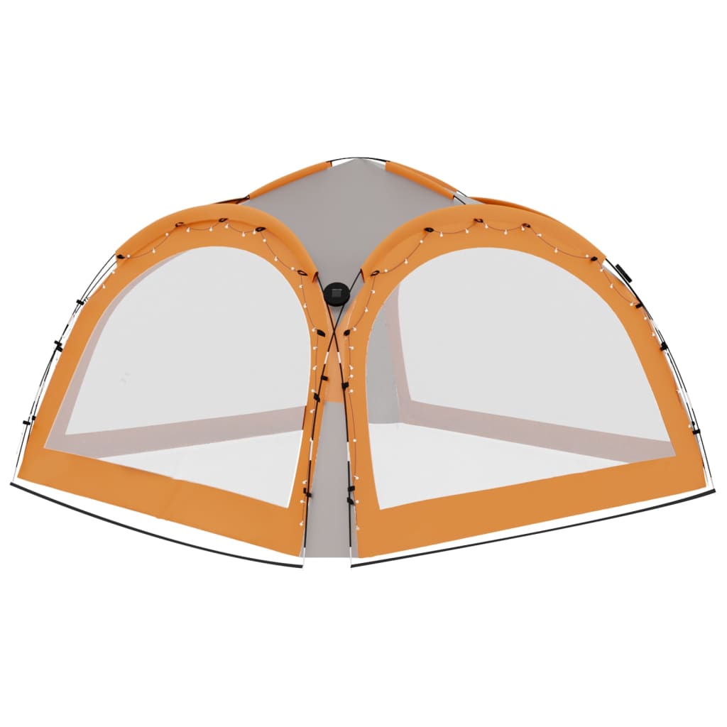 Party stan s LED 4 boční stěny 3,6x3,6x2,3 m šedý a oranžový