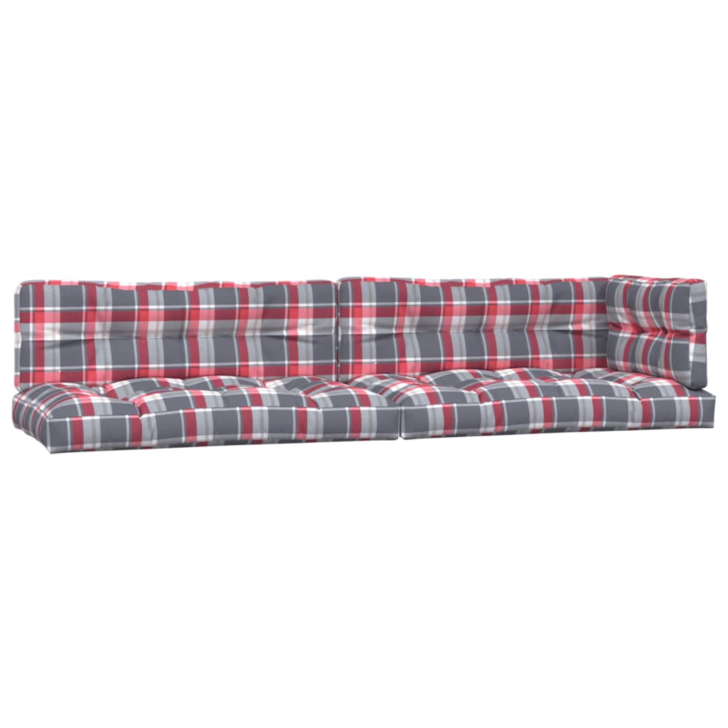 Podušky na palety 5 ks červené kárované textil