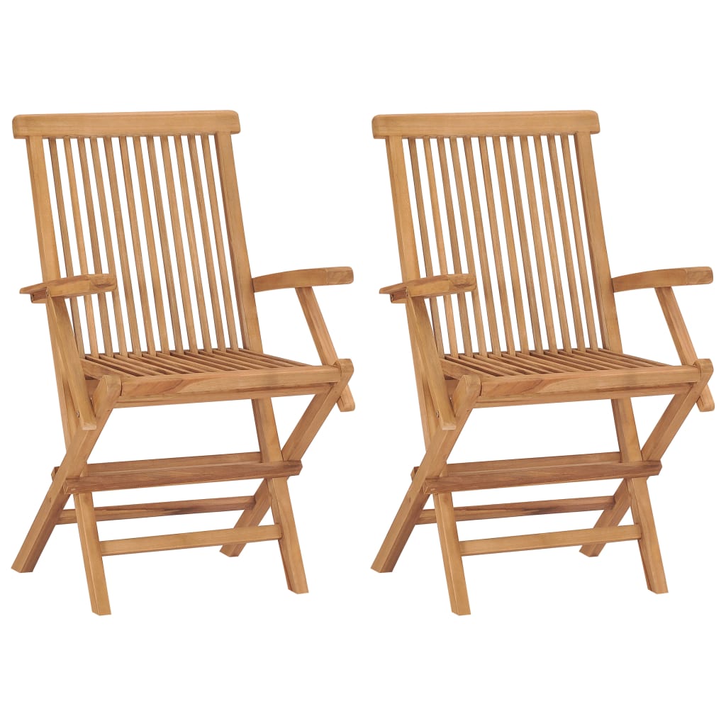 Zahradní židle se zelenými poduškami 2 ks masivní teak