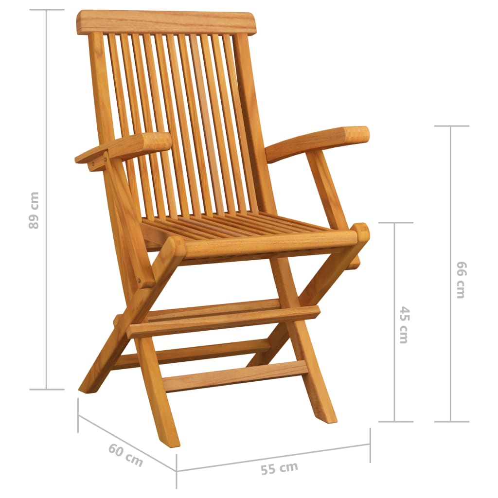 Zahradní židle s šedými károvanými poduškami 3 ks masivní teak
