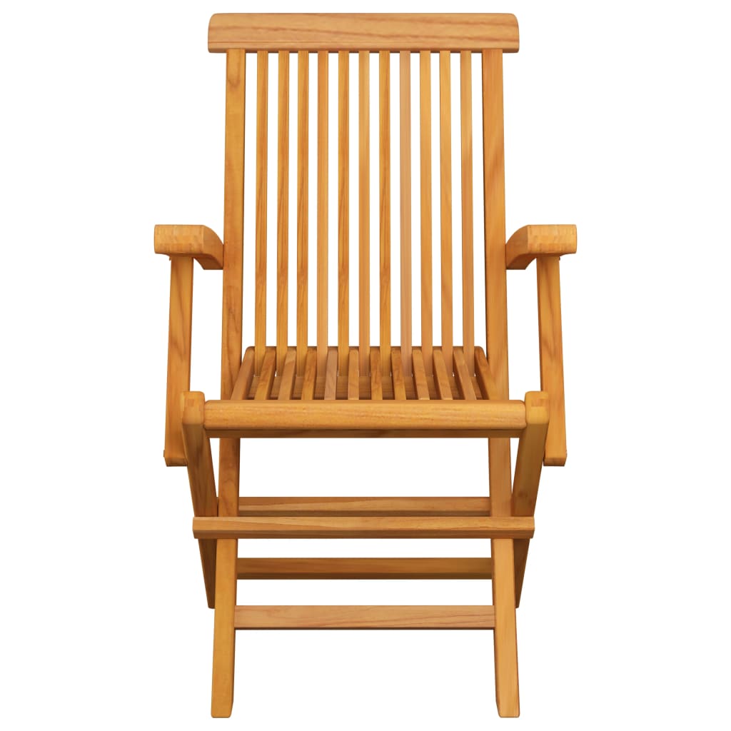 Zahradní židle s šedými károvanými poduškami 3 ks masivní teak
