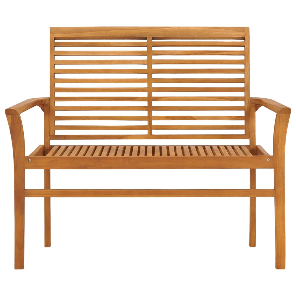 Zahradní lavice se světle modrou poduškou 112 cm masivní teak
