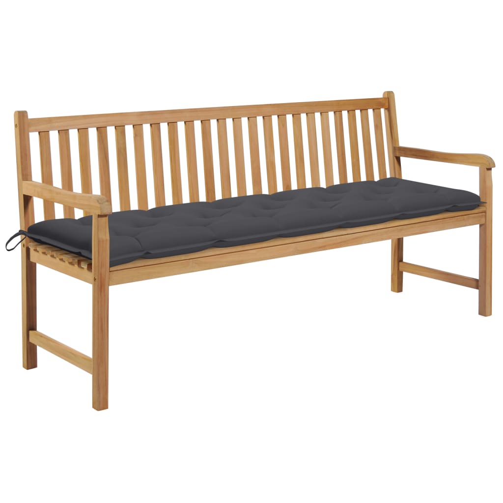 Zahradní lavice s antracitovou poduškou 175 cm masivní teak
