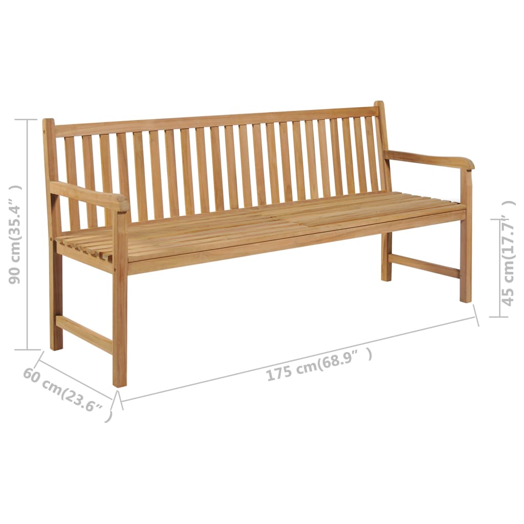 Zahradní lavice se zelenou poduškou 175 cm masivní teak