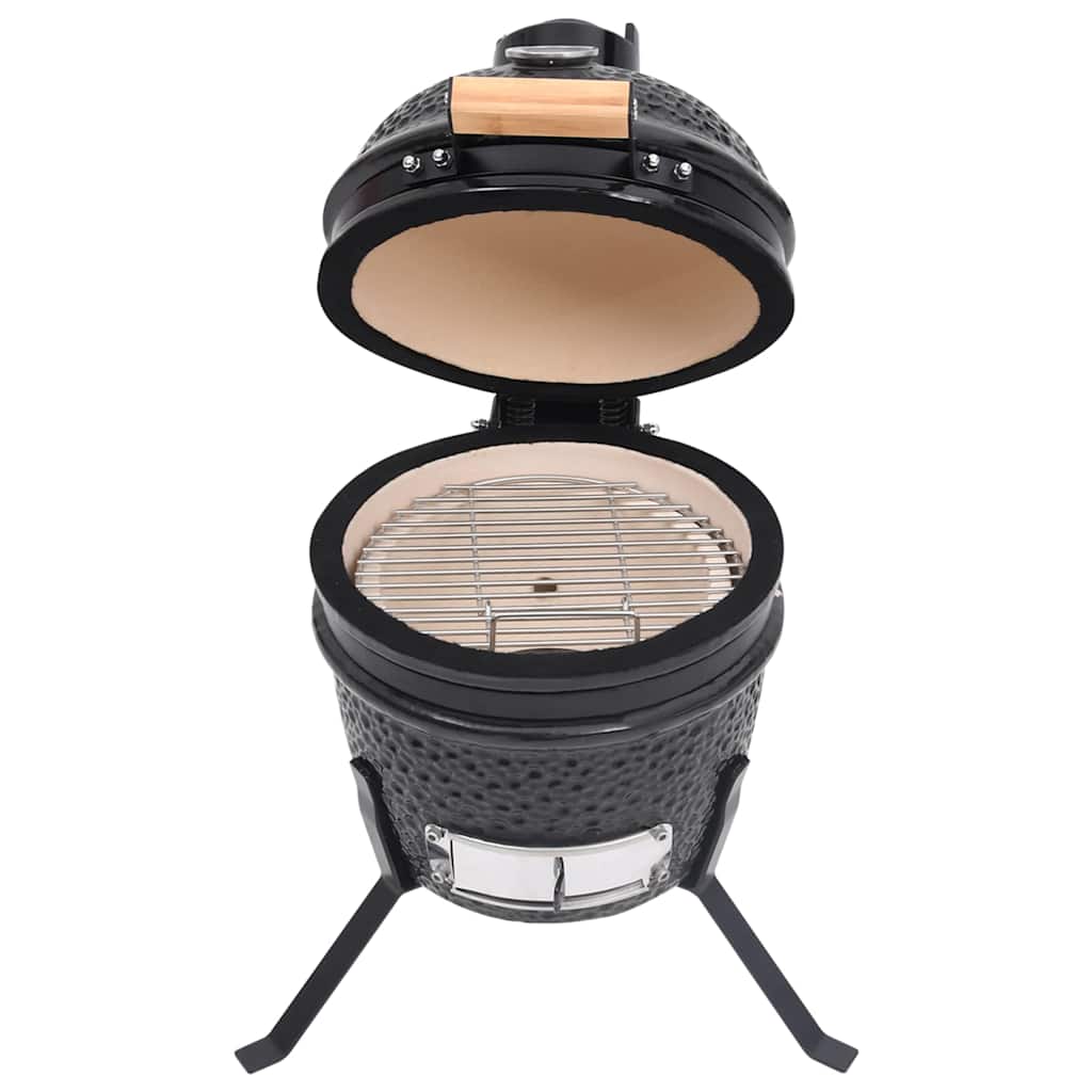 Zahradní gril a udírna 2 v 1 Kamado keramický 56 cm černý