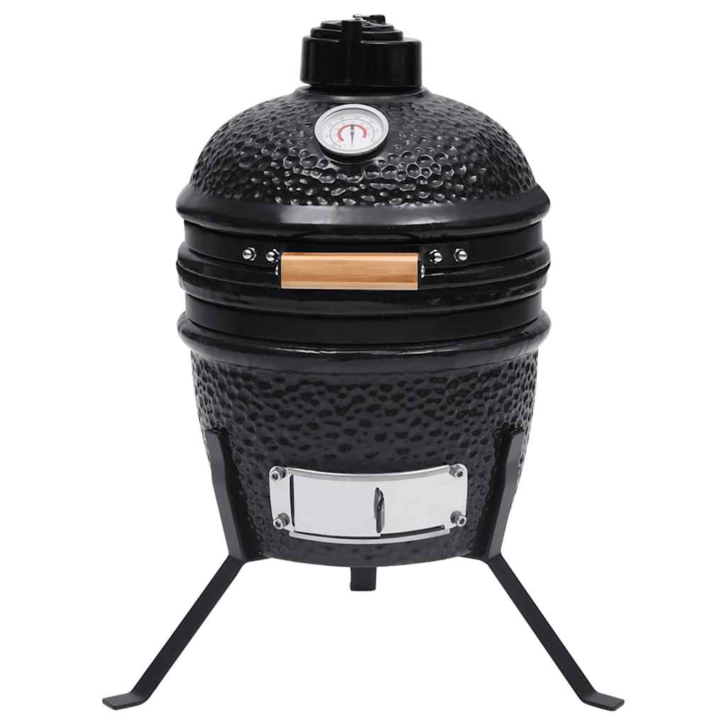 Zahradní gril a udírna 2 v 1 Kamado keramický 56 cm černý