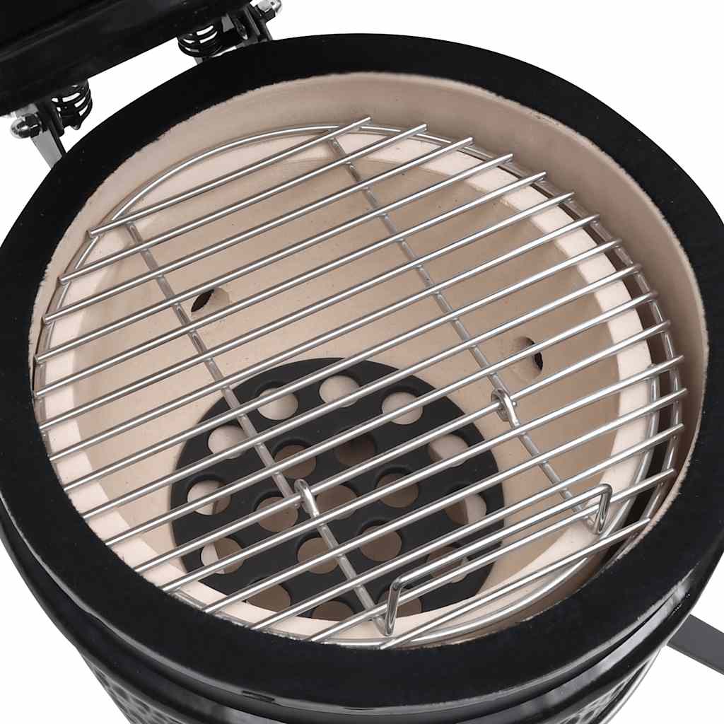 Zahradní gril a udírna 2 v 1 Kamado keramický 56 cm černý